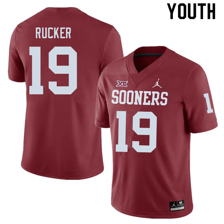 Youth #19 Ralph Rucker Oklahoma Sooners College Football Jerseys Sale-Crimson